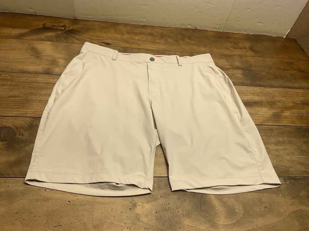 Redvanly Hanover Shorts Men XL Beige Golf Performance 9" Inseam Pockets Pull On